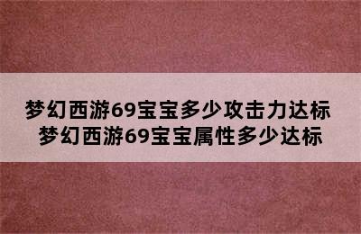 梦幻西游69宝宝多少攻击力达标 梦幻西游69宝宝属性多少达标